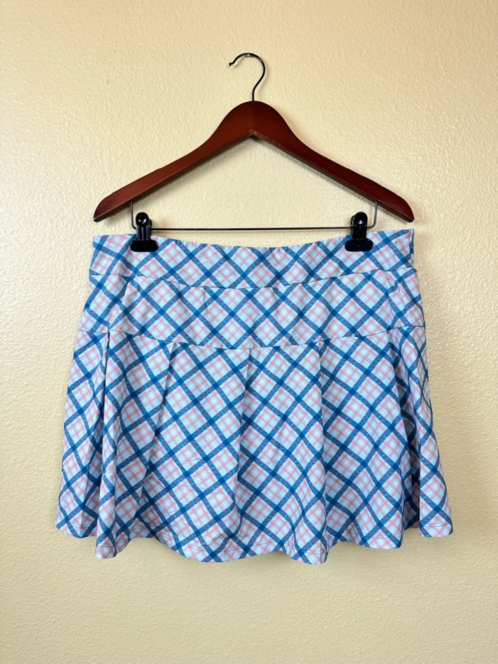 Kyodan Golf Athletic Skirt Plaid A-Line Shorts Attached Pleated Blue XL Pocket - Picture 6 of 6